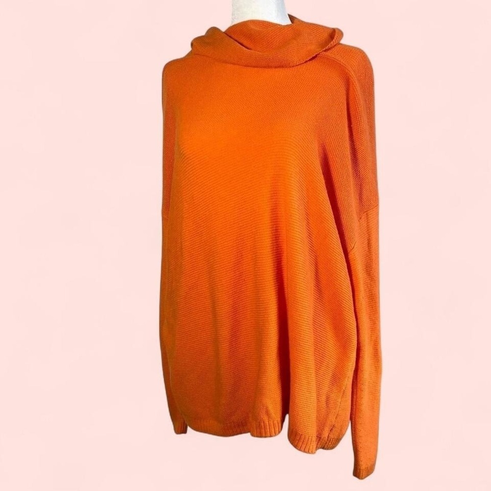J.Jill Women Size XL Knitted Turtleneck Orange Breathable Long‎ Sleeve Cowl Neck